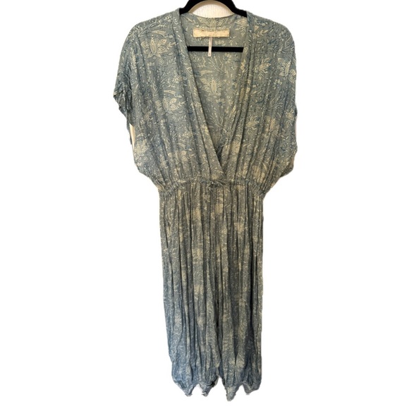 Free People Pants - Jen’s Pirate Booty Floral Blue Jumpsuit Sz M/L
